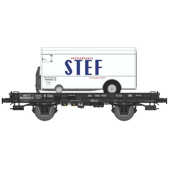 WB-651-Ree models WB651 UFR Mono-Porteur black wagon, solid wheels + STEF refrigerated trailer