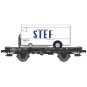 WB-651-Ree modeles WB651 Wagon UFR Mono-Porteur noir, roues pleines + Remorque Frigo STEF