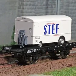 Ree modeles WB651 Wagon UFR Mono-Porteur noir, roues pleines + Remorque Frigo STEF Ree Modeles WB-651 - 1