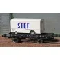 Ree modeles WB651 Wagon UFR Mono-Porteur noir, roues pleines + Remorque Frigo STEF Ree Modeles WB-651 - 2 WB-651-Ree modeles WB651 Wagon UFR Mono-Porteur noir, roues pleines + Remorque Frigo STEF