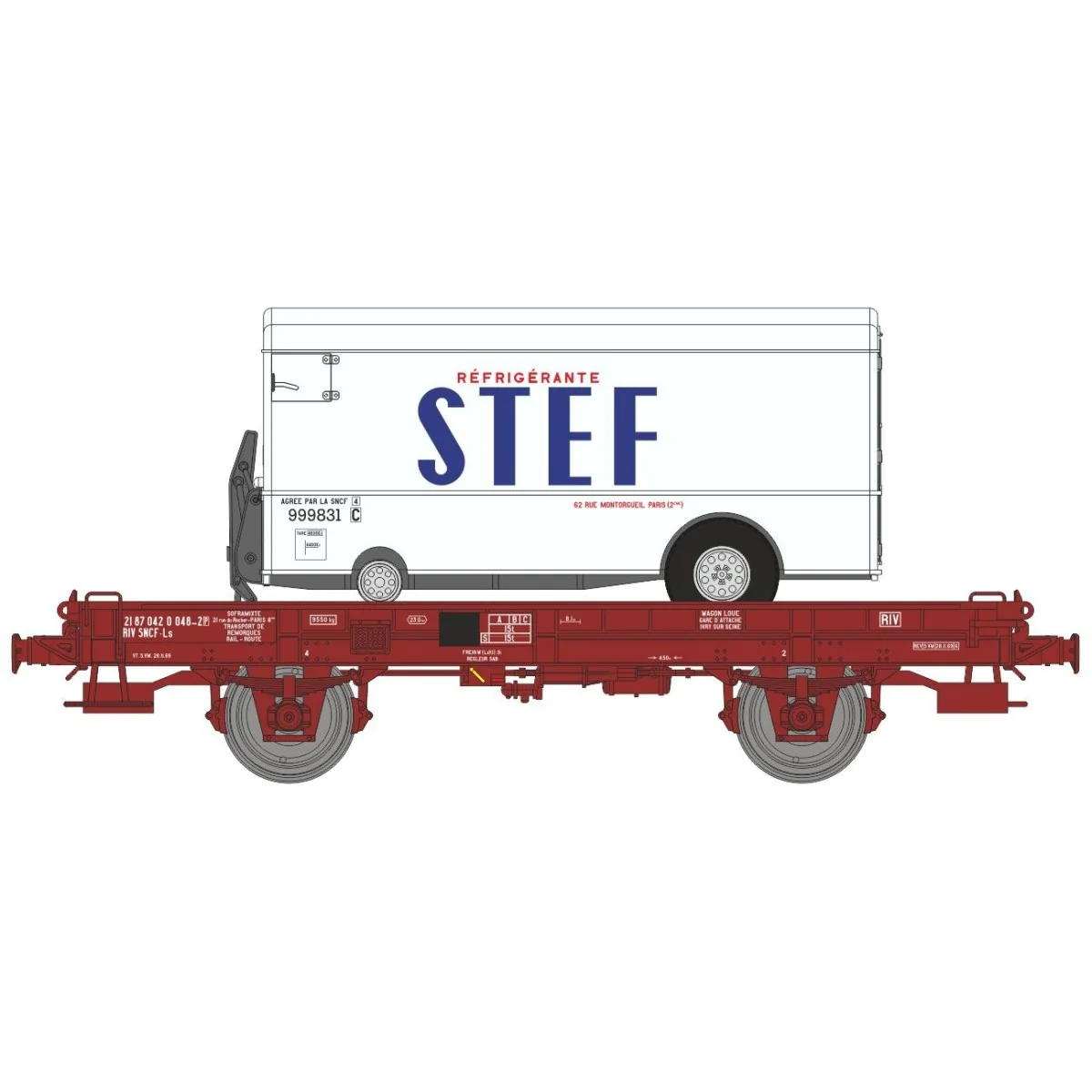 Ree models WB652 UFR Single-Carrier Wagon, brown UIC, solid wheels ...