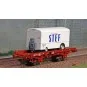 Ree models WB652 UFR Single-Carrier Wagon, brown UIC, solid wheels ... WB-652-Ree models WB652 UFR Single-Carrier Wagon, brown UIC, solid wheels + STEF Refrigerated Trailer
