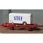 Ree models WB652 UFR Single-Carrier Wagon, brown UIC, solid wheels ... WB-652-Ree models WB652 UFR Single-Carrier Wagon, brown UIC, solid wheels + STEF Refrigerated Trailer
