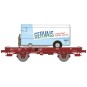 WB-653-Ree models WB653 UFR Single-Carrier Wagon, brown UIC, solid wheels + GERVAIS Refrigerated Trailer