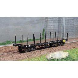 Ree models WB543 Flat wagon TP, long stanchions, bogies, EST - WB-543