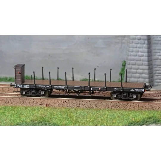 WB-545-Ree modeles WB545 Wagon Plat TP, ranchers longs et guérite, bogies, SNCF