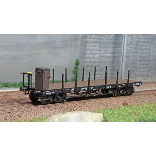WB-546-Ree modeles WB546 Wagon Plat TP, ranchers longs et guérite, bogies, SNCF