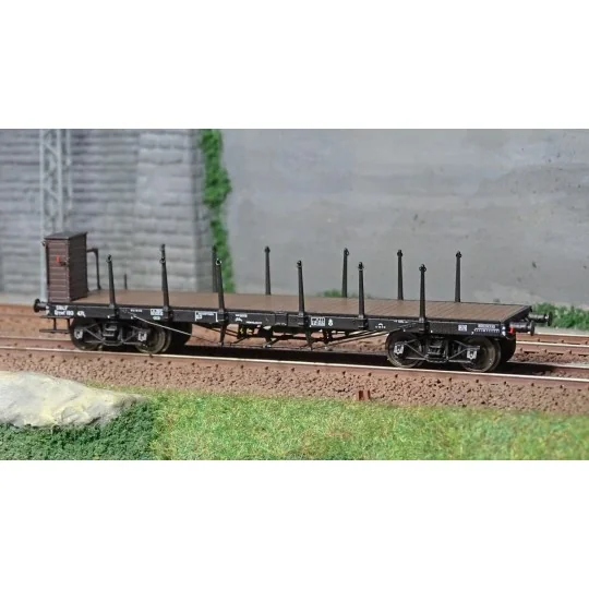 WB-546-Ree modeles WB546 Wagon Plat TP, ranchers longs et guérite, bogies, SNCF