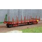 WB-549-Ree models WB549 Flat Wagon TP, brown, long/short stanchions, bogies, SNCF