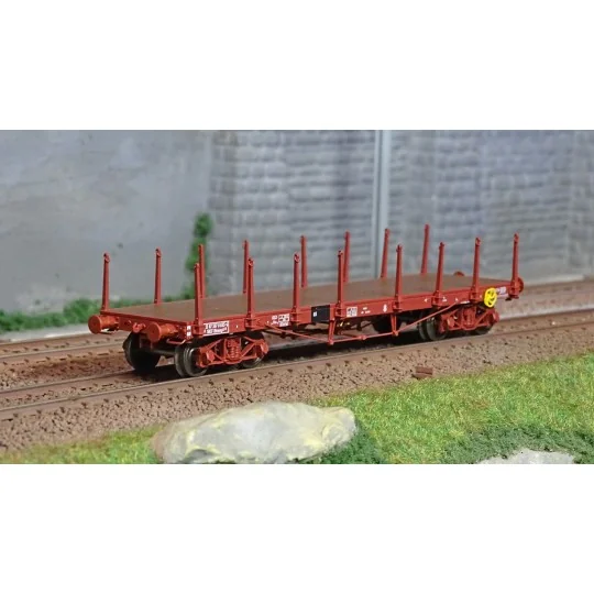 WB-550-Ree models WB550 Flat Wagon TP, brown, long stanchions, bogies, SNCF
