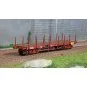 Ree models WB550 Flat Wagon TP, brown, long stanchions, bogies, SNCF WB-550-Ree models WB550 Flat Wagon TP, brown, long stanchions, bogies, SNCF