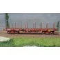 Ree models WB550 Flat Wagon TP, brown, long stanchions, bogies, SNCF WB-550-Ree models WB550 Flat Wagon TP, brown, long stanchions, bogies, SNCF