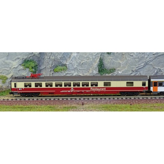 HN4390-Arnold HN4390 Set of 3 passenger cars, EuroCity "Mozart", DB restaurant / ÖBB 1st class / SNCF 1st class, N scale