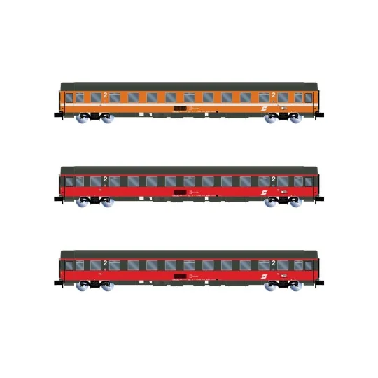 HN4391-Arnold HN4391 Set de 3 voitures voyageurs, EuroCity "Mozart", 2eme classes ÖBB, échelle N