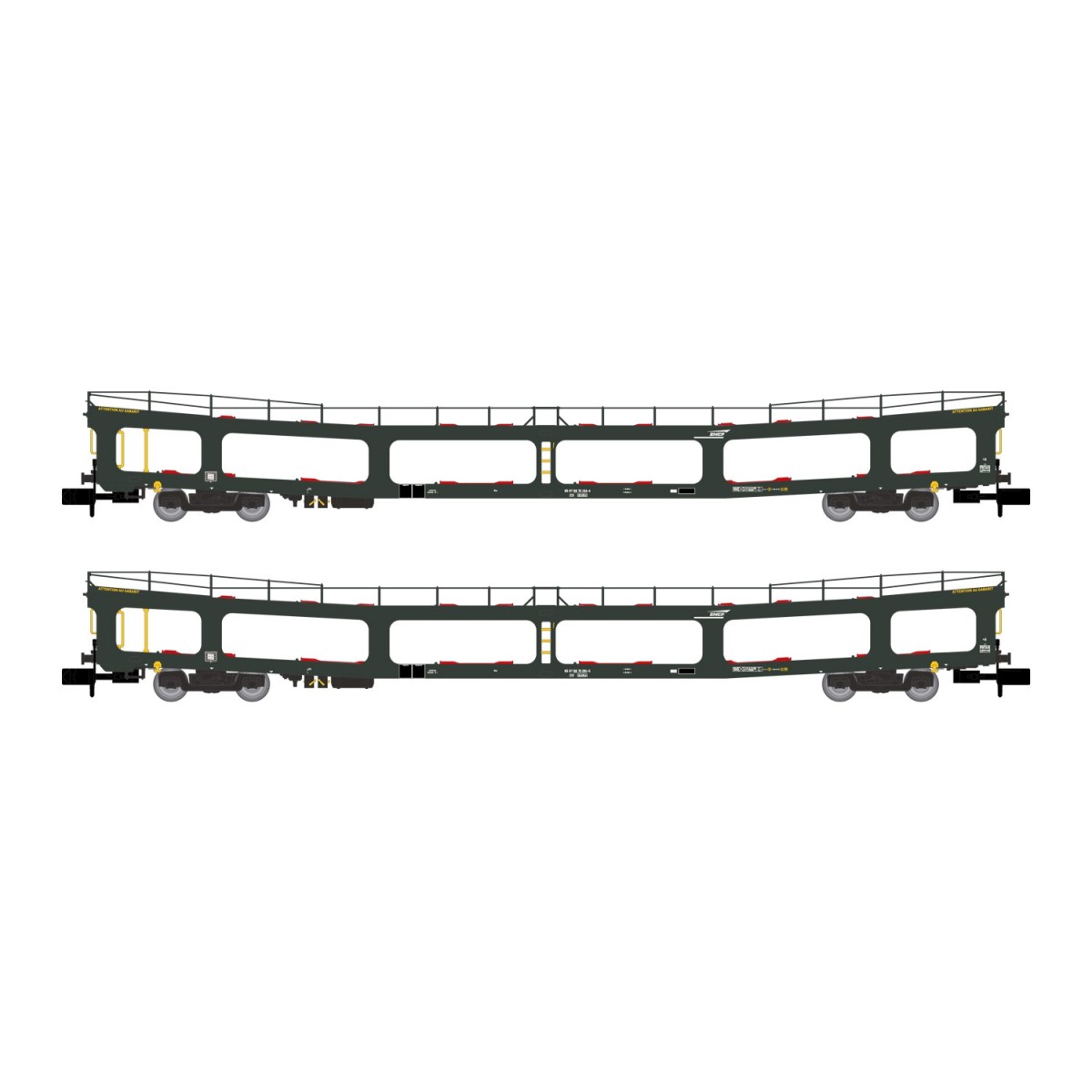 Arnold HN4412 Set of 2 car carriers, DD DEV 66, green livery, white...