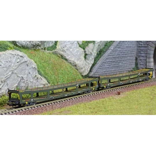 Arnold HN4412 Set de 2 portes-auto, DD DEV 66, livrée vert, logo casquette blanc, échelle N Arnold HN4412 - 1 HN4412-Arnold HN4412 Set de 2 portes-auto, DD DEV 66, livrée vert, logo casquette blanc, échelle N