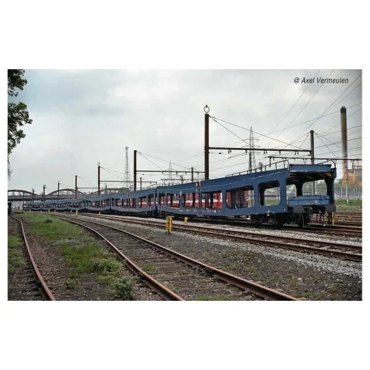 Arnold HN4349 Set of 2 car transporters, DD DEV 66, blue livery, SN... HN4349-Arnold HN4349 Set of 2 car transporters, DD DEV 66, blue livery, SNCB, N scale