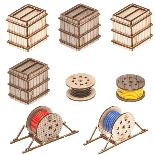 Faller_180617-Faller 180617 Maquette, caisses de transport et enrouleurs de cable