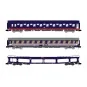 Arnold HN4406 3-piece set: 1 T2 sleeping car, 1 blue DD DEV car tra... HN4406-Arnold HN4406 3-piece set: 1 T2 sleeping car, 1 blue DD DEV car transporter van, 1 blue/red BC I6 coach, SNCB, N scale