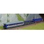 HN4406-Arnold HN4406 3-piece set: 1 T2 sleeping car, 1 blue DD DEV car transporter van, 1 blue/red BC I6 coach, SNCB, N scale