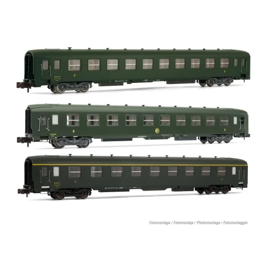 HN4383-Arnold HN4383 Set of 3 DEV AO passenger cars, A9/B10, N scale