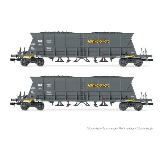 HN6549-Arnold HN6549 Set of 2 Faoos bogie hopper wagons, coal transport, SNCF, Simotra, N scale