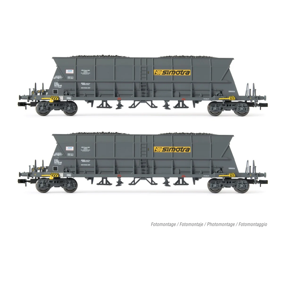 Arnold HN6549 Set of 2 Faoos bogie hopper wagons, coal transport, S...