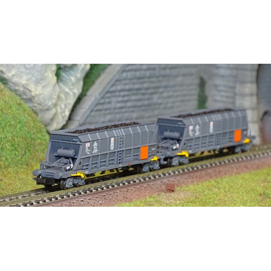 HN6550-Arnold HN6550 Set of 2 Faoos-type bogie hopper wagons, coal transport, SNCF, Capcol/EDF, N scale