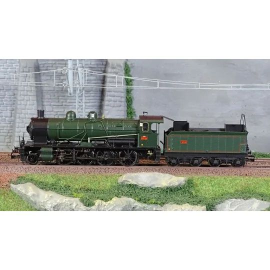 HJ2415S-Jouef HJ2415S 140 C 133 Steam Locomotive, green/black livery with red stripes, SNCF, digital sound