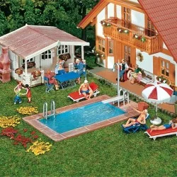 Faller 180542 Model kit, swimming pool and garden shed