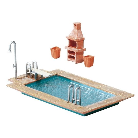 Faller_180542-Faller 180542 Model kit, swimming pool and garden shed - Faller_180542