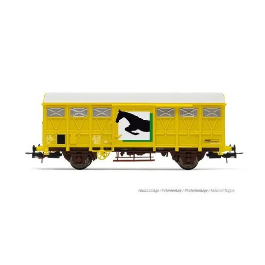 HJ6232-Jouef HJ6232 Wagon couvert type Gs, transport de chevaux, livrée jaune