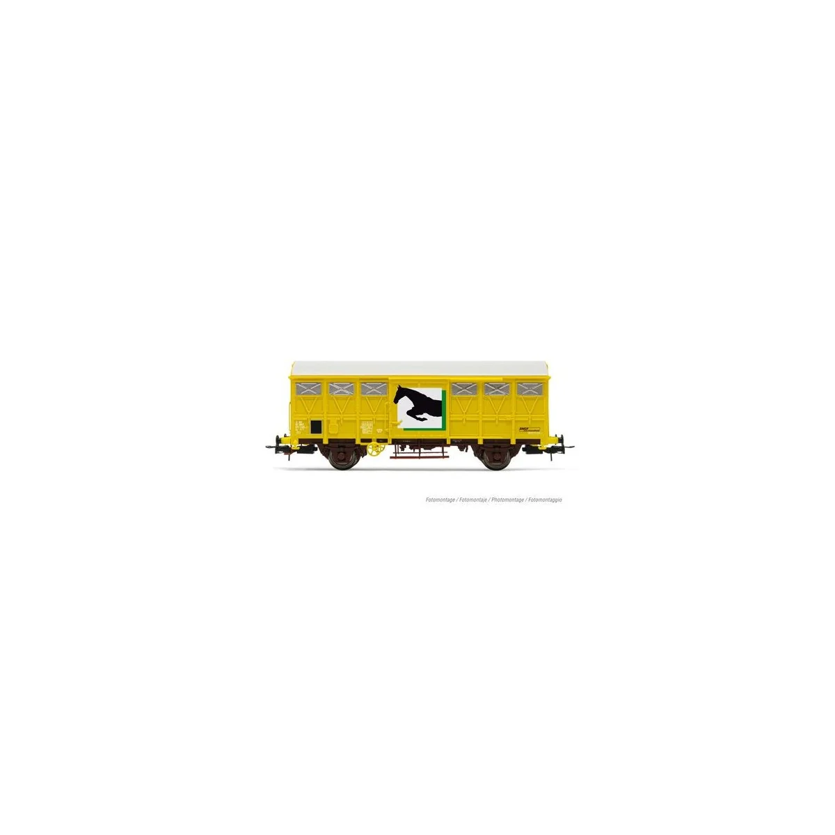 Jouef HJ6232 Covered wagon type Gs, horse transport, yellow livery ...