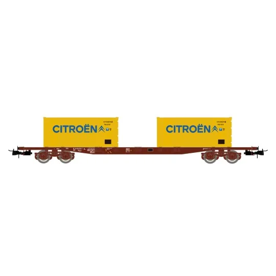 HJ6242-Jouef HJ6242 Bogie Container Wagon, SGSS, loaded with 2 Citroën 20' Containers