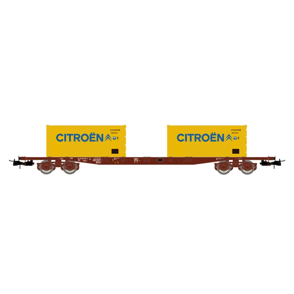 Jouef HJ6242 Bogie Container Wagon, SGSS, loaded with 2 Citroën 20'...