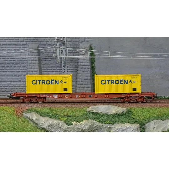 Jouef HJ6242 Bogie Container Wagon, SGSS, loaded with 2 Citroën 20'... HJ6242-Jouef HJ6242 Bogie Container Wagon, SGSS, loaded with 2 Citroën 20' Containers