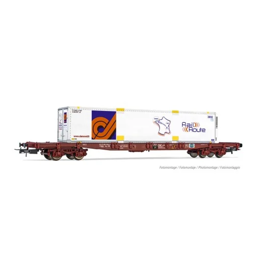 Jouef HJ6243 Bogie Container Wagon, TOUAX, S70, with Swap Body, Rai... HJ6243-Jouef HJ6243 Bogie Container Wagon, TOUAX, S70, with Swap Body, Rail Road