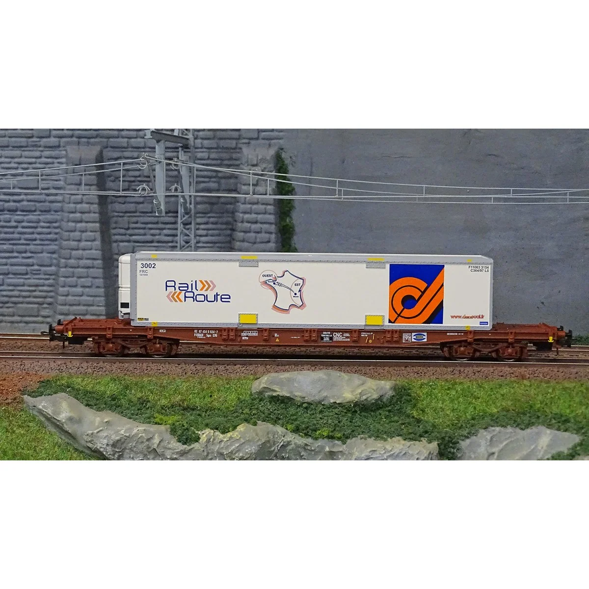 Jouef HJ6243 Bogie Container Wagon, TOUAX, S70, with Swap Body, Rai...