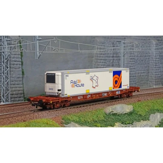 Jouef HJ6243 Bogie Container Wagon, TOUAX, S70, with Swap Body, Rai... HJ6243-Jouef HJ6243 Bogie Container Wagon, TOUAX, S70, with Swap Body, Rail Road