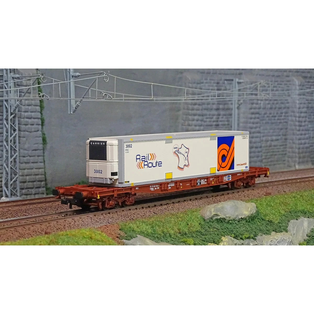 Jouef HJ6243 Bogie Container Wagon, TOUAX, S70, with Swap Body, Rai... Jouef HJ6243 Bogie Container Wagon, TOUAX, S70, with Swap Body, Rai...