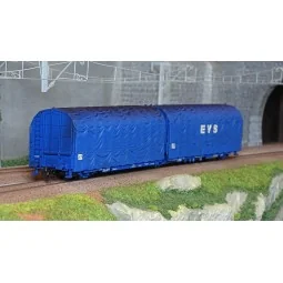 Jouef HJ6237 Articulated 3-axle covered wagon, Lails type, blue liv...
