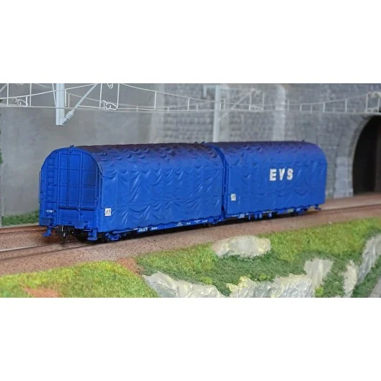 HJ6237-Jouef HJ6237 Articulated 3-axle covered wagon, Lails type, blue livery, EVS