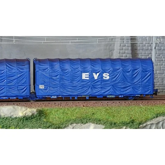 HJ6237-Jouef HJ6237 Articulated 3-axle covered wagon, Lails type, blue livery, EVS