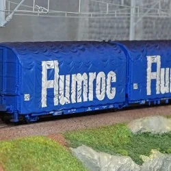 Jouef HJ6238 Wagon bâché articulé 3 essieux type Lails, livrée bleu, Flumroc Jouef HJ6238 - 1