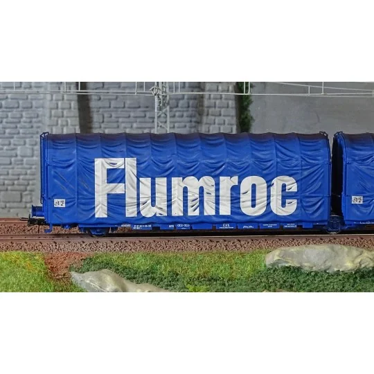 HJ6238-Jouef HJ6238 Articulated 3-axle covered wagon, Lails type, blue livery, Flumroc