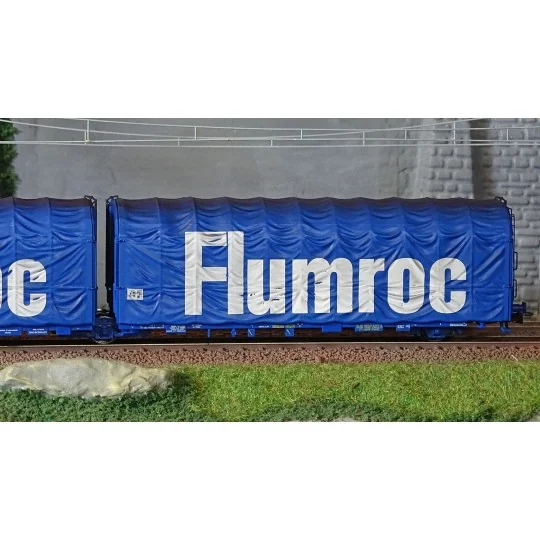 HJ6238-Jouef HJ6238 Wagon bâché articulé 3 essieux type Lails, livrée bleu, Flumroc