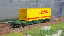 Rivarossi HR6575 Wagon porte conteneur à bogies type Sgnss, livré vert, CEMAT, chargé conteneur 45' DHL Rivarossi HR6575 - 1