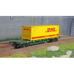 Rivarossi HR6575 Sgnss type bogie container wagon, green livery, CE...