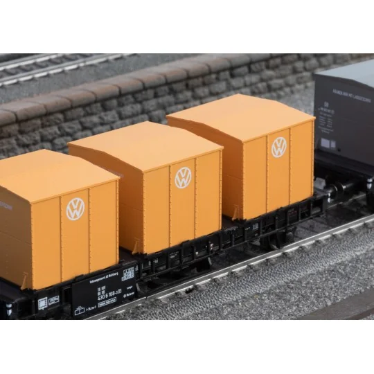 Marklin_46661-Marklin 46661 Laabs Container Wagon, DB, loaded with Volkswagen containers