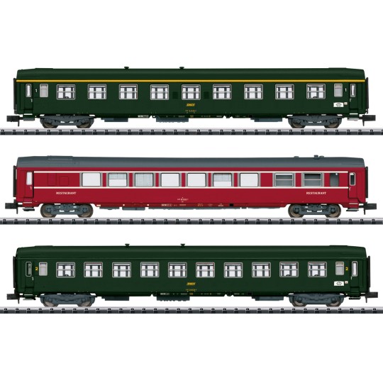 Trix_18219-MiniTrix 18219 Set de 3 voitures grandes lignes Nice - Paris, A9 / Vru / B10, SNCF, échelle N